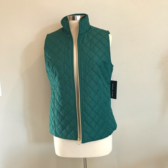 BLACK RIVET Quilted Puffer Vest in Evergreen - Picture 2 of 8